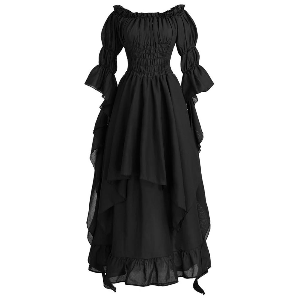 Fashionable Medieval Dress for Women Featuring Corset and Long Sleeves - Picture 7 of 9