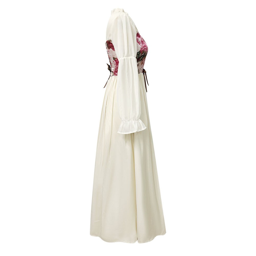 Light Luxury Women Dresses Fairy Witch Costume Vintage Floral Renaissance Dress - Picture 26 of 26