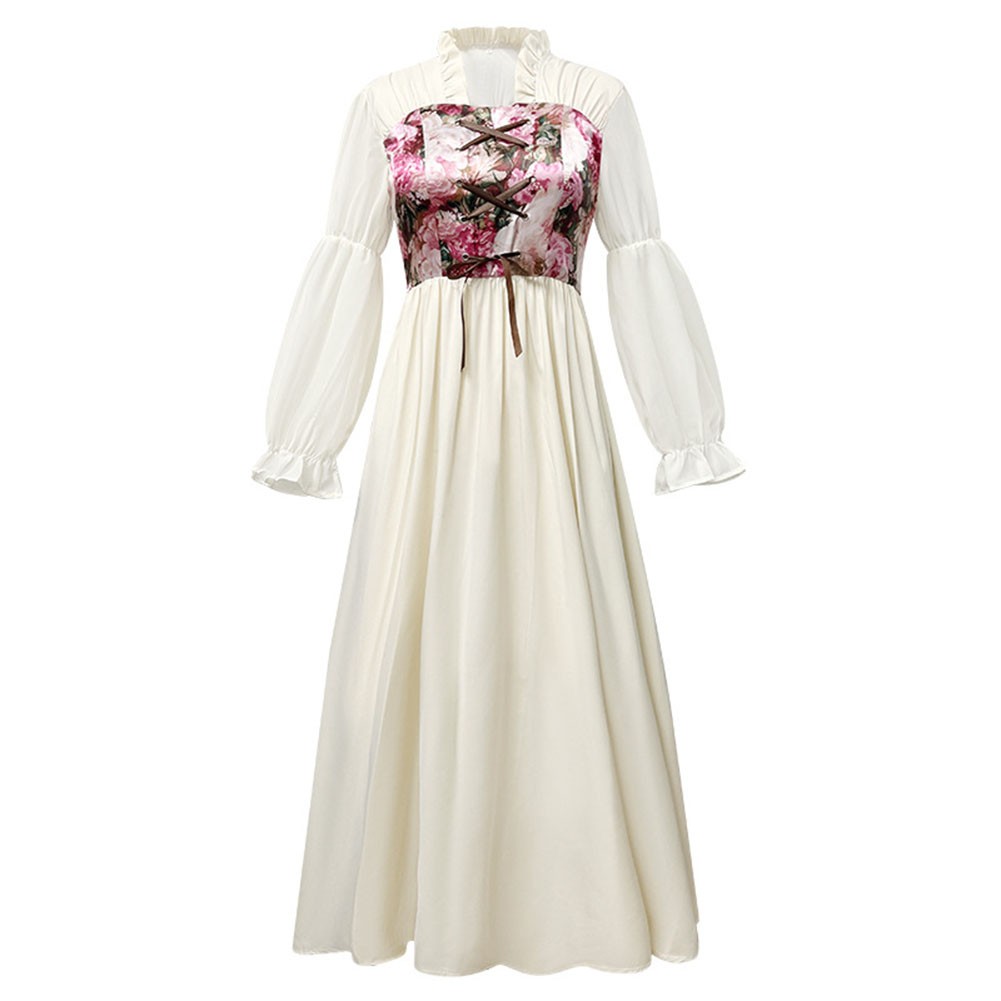 Light Luxury Women Dresses Fairy Witch Costume Vintage Floral Renaissance Dress - Picture 23 of 26