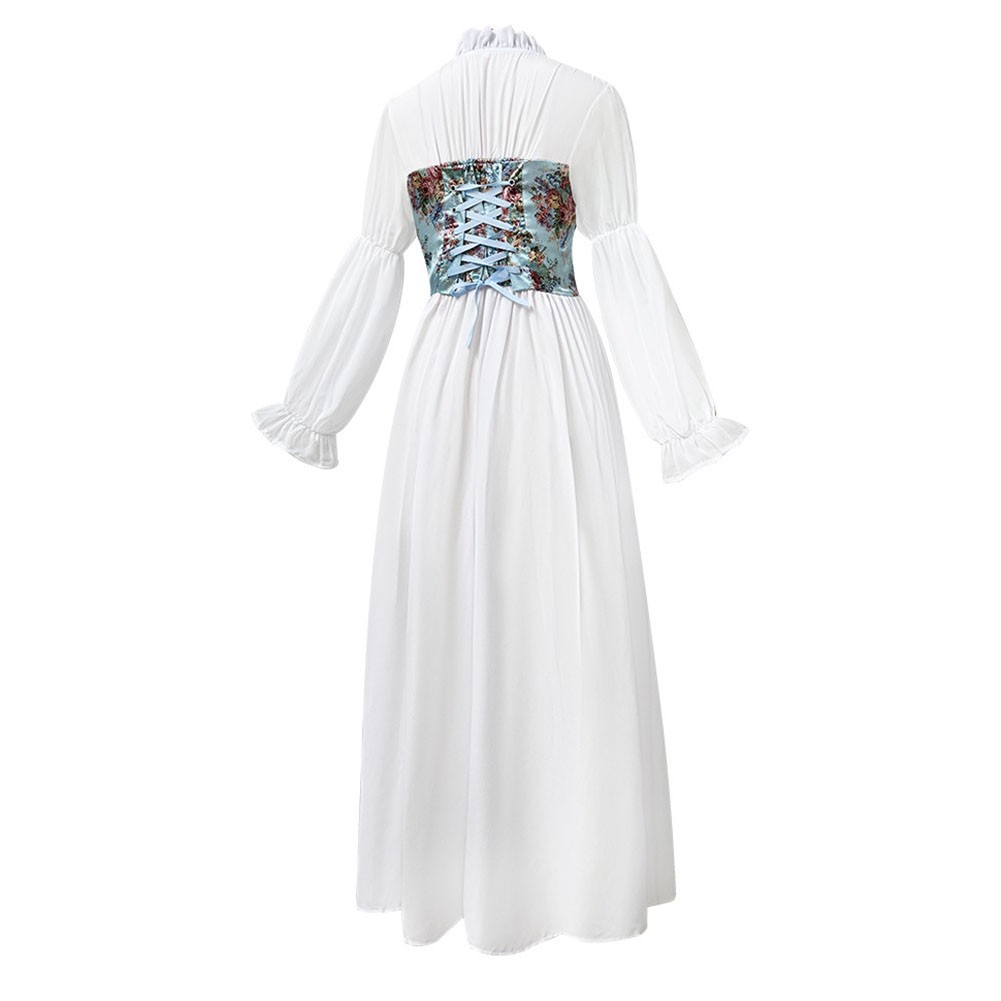 Light Luxury Women Dresses Fairy Witch Costume Vintage Floral Renaissance Dress - Picture 19 of 26
