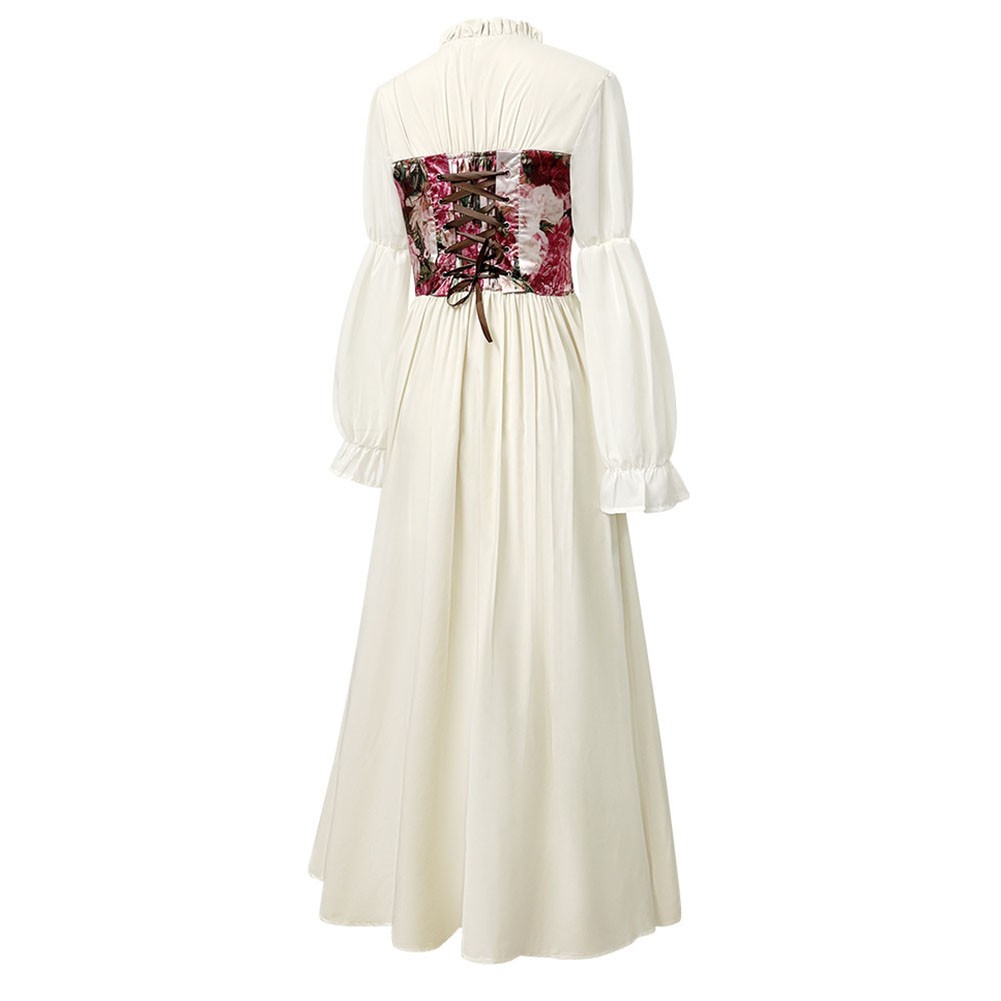 Light Luxury Women Dresses Fairy Witch Costume Vintage Floral Renaissance Dress - Picture 24 of 26