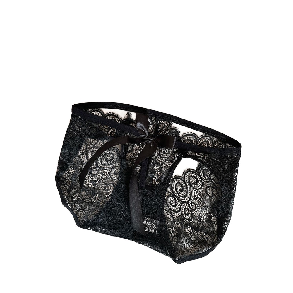 Triangle Panties Lace Bow Women Underwear Seamless Nylon Spandex Blend Fabric