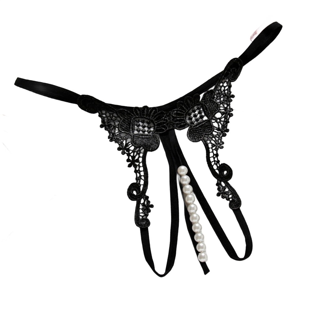 Low Waist Women Thong Underwear with Embroidered Hollow Pearl Crotch Detail - Picture 13 of 20