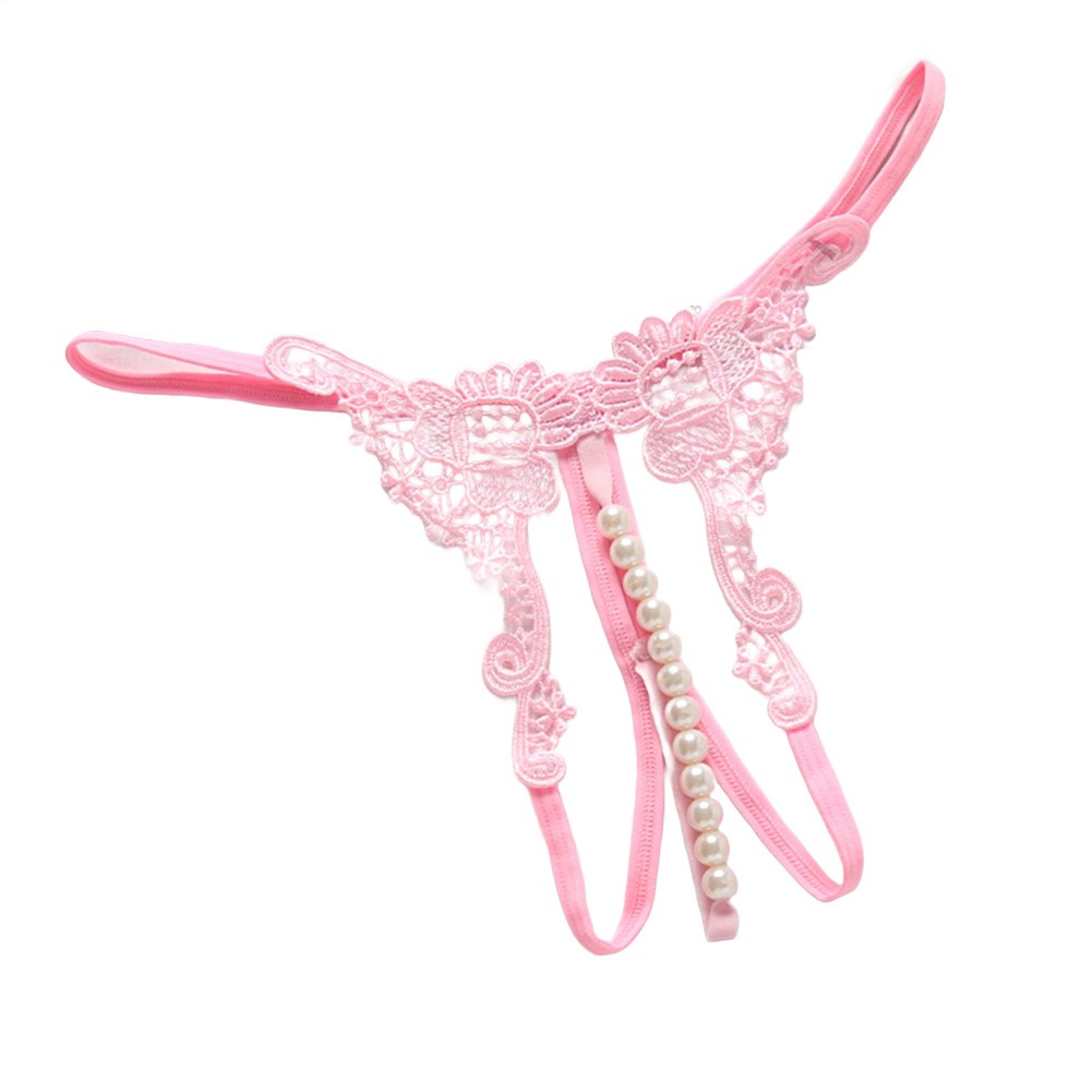 Low Waist Women Thong Underwear with Embroidered Hollow Pearl Crotch Detail - Picture 17 of 20