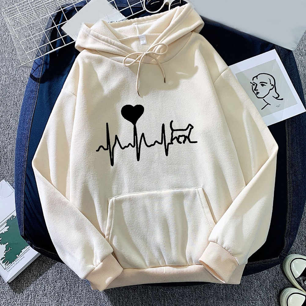 Fashionable Ladies Long Sleeve Hiphop Retro Printed Sports Hooded Sweatshirt - Picture 19 of 86