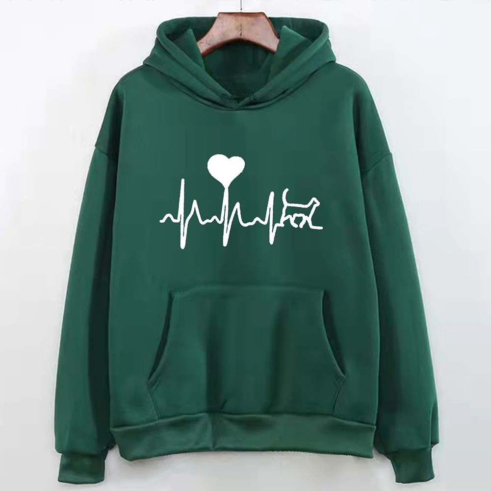 Fashionable Ladies Long Sleeve Hiphop Retro Printed Sports Hooded Sweatshirt - Picture 17 of 86