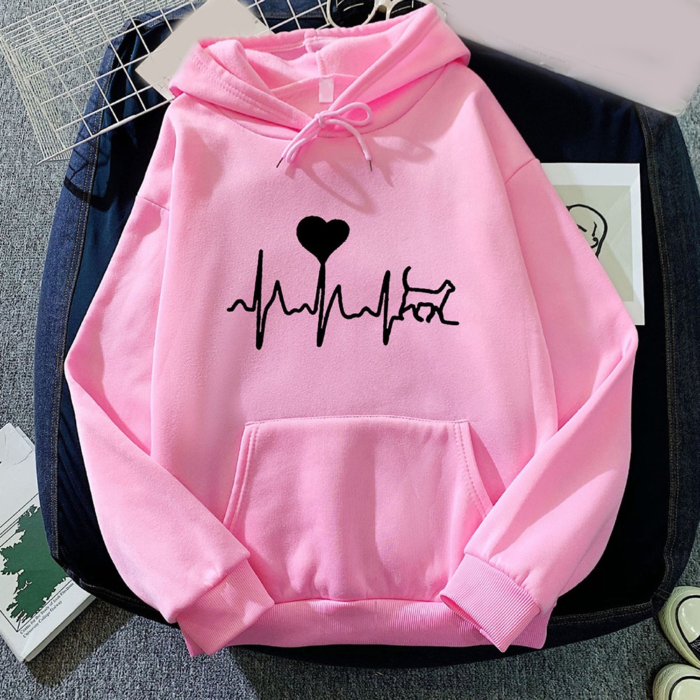 Fashionable Ladies Long Sleeve Hiphop Retro Printed Sports Hooded Sweatshirt - Picture 22 of 86