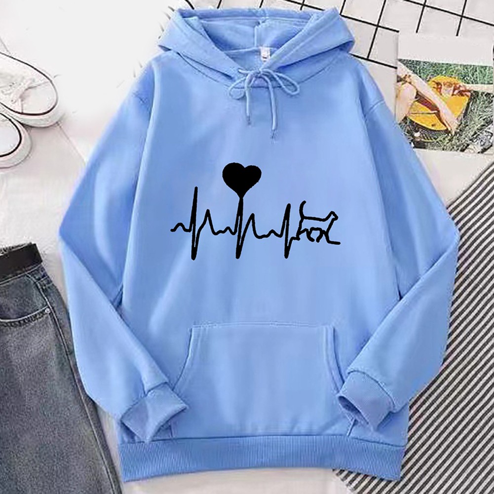 Fashionable Ladies Long Sleeve Hiphop Retro Printed Sports Hooded Sweatshirt - Picture 15 of 86