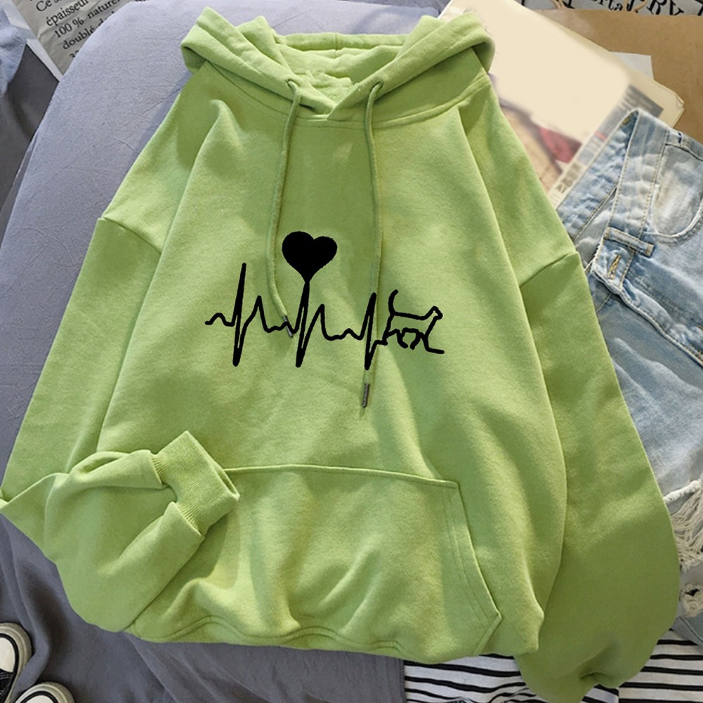 Fashionable Ladies Long Sleeve Hiphop Retro Printed Sports Hooded Sweatshirt - Picture 18 of 86