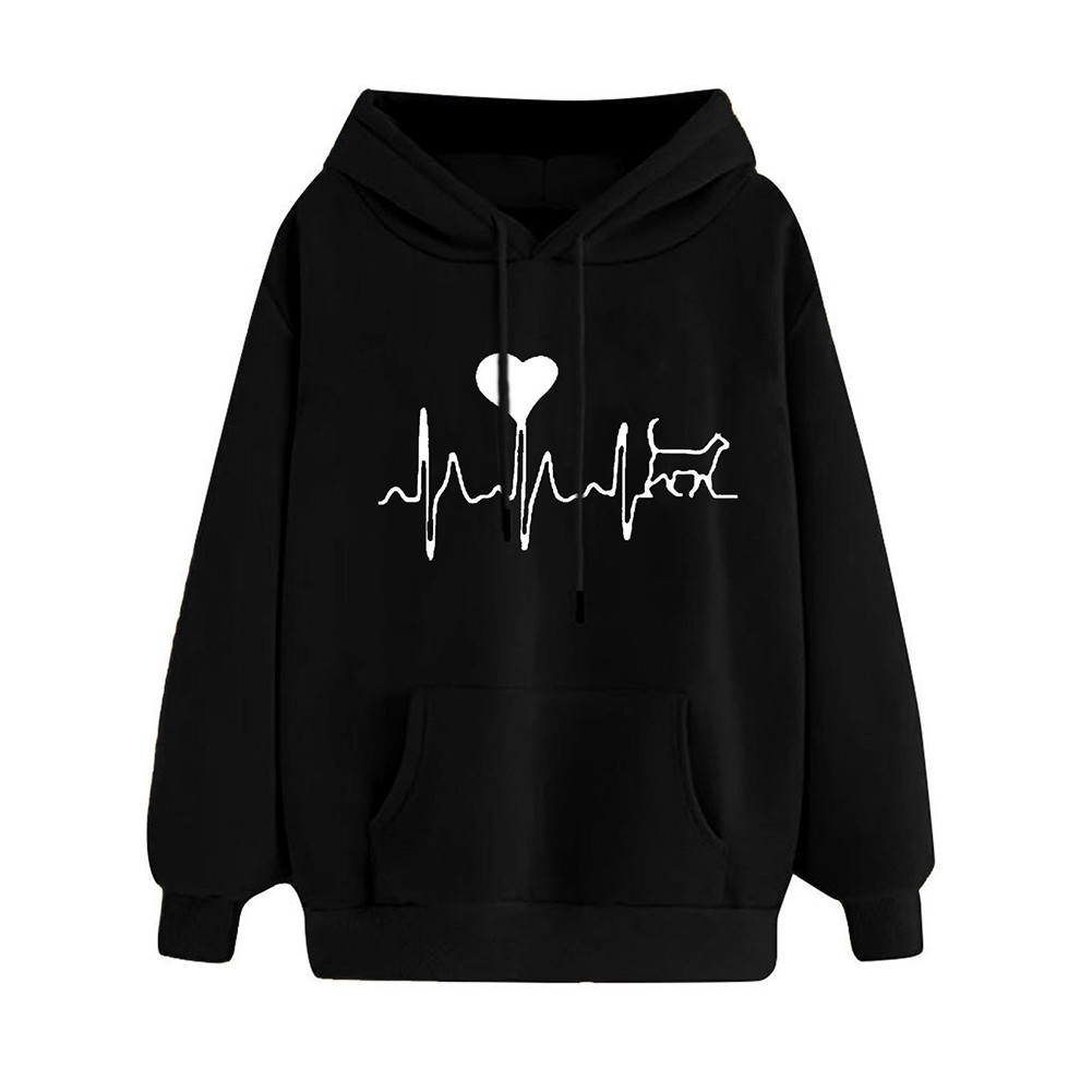 Fashionable Ladies Long Sleeve Hiphop Retro Printed Sports Hooded Sweatshirt - Picture 24 of 86