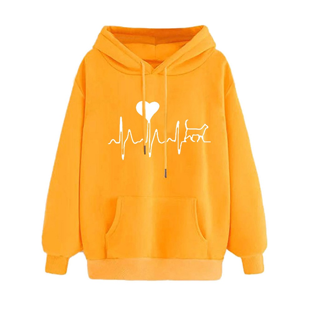 Fashionable Ladies Long Sleeve Hiphop Retro Printed Sports Hooded Sweatshirt - Picture 20 of 86