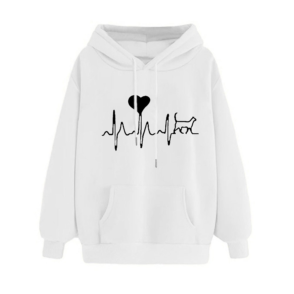 Fashionable Ladies Long Sleeve Hiphop Retro Printed Sports Hooded Sweatshirt - Picture 26 of 86