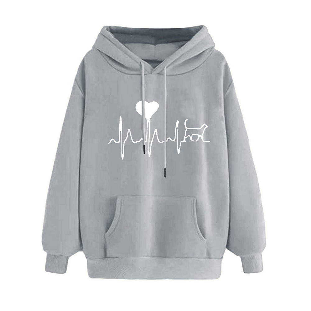 Fashionable Ladies Long Sleeve Hiphop Retro Printed Sports Hooded Sweatshirt - Picture 25 of 86