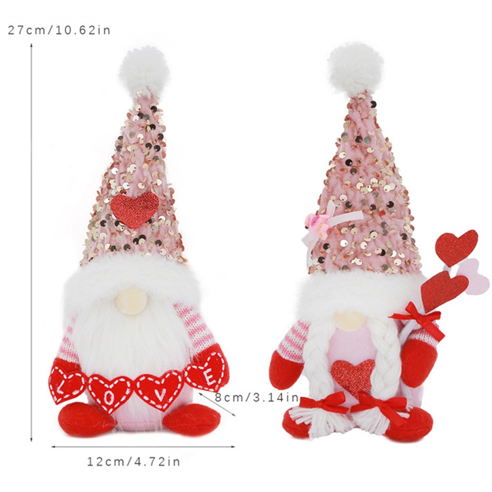 Valentine Gnome Plush Doll for Mr and Mrs Handmade Romantic Atmosphere - Picture 15 of 23
