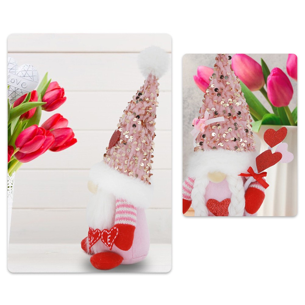 Valentine Gnome Plush Doll for Mr and Mrs Handmade Romantic Atmosphere - Picture 20 of 23