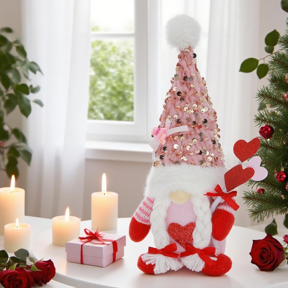 Valentine Gnome Plush Doll for Mr and Mrs Handmade Romantic Atmosphere - Picture 21 of 23