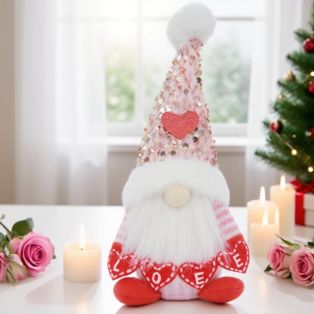 Valentine Gnome Plush Doll for Mr and Mrs Handmade Romantic Atmosphere - Picture 14 of 23