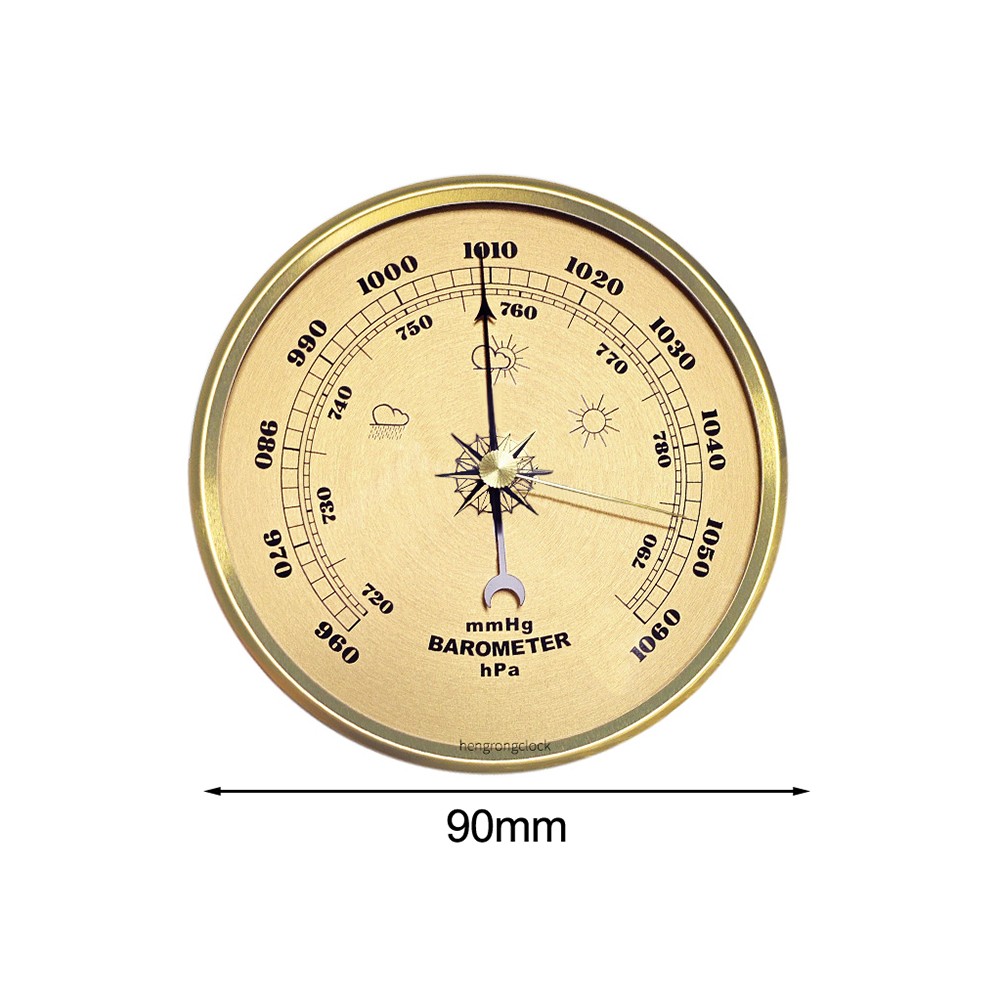 Mechanical Barometer Clock with Metal Frame for Accurate Weather Reading