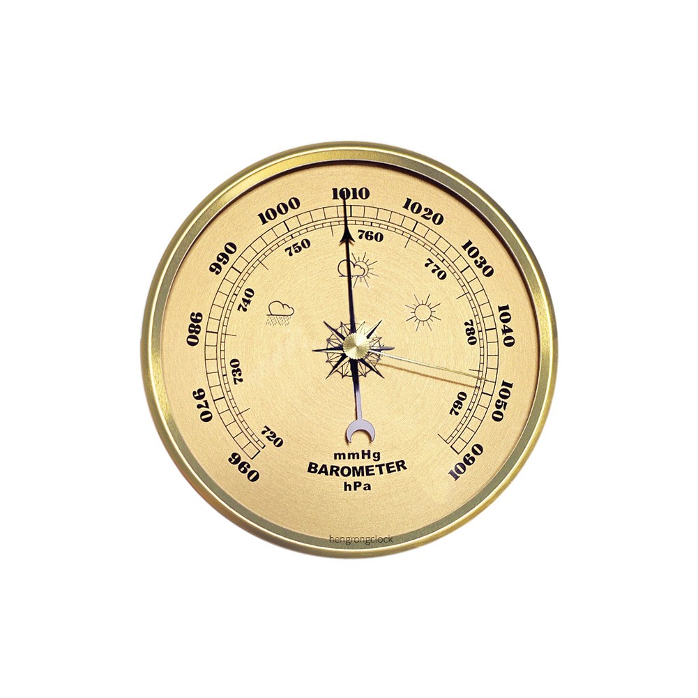 Mechanical Barometer Clock with Metal Frame for Accurate Weather Reading