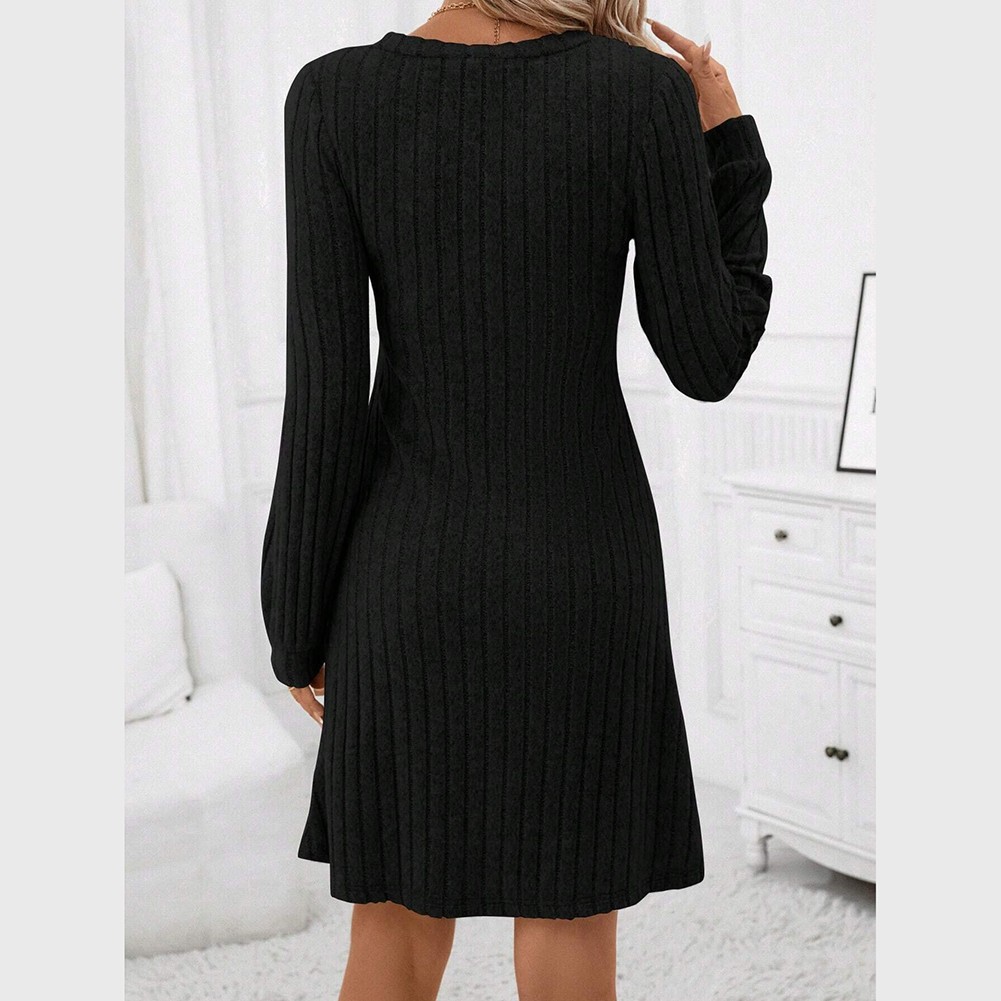 Casual Long Sleeve Vneck Dress for Women Striped Pattern Suitable for Daily Use - Picture 15 of 52