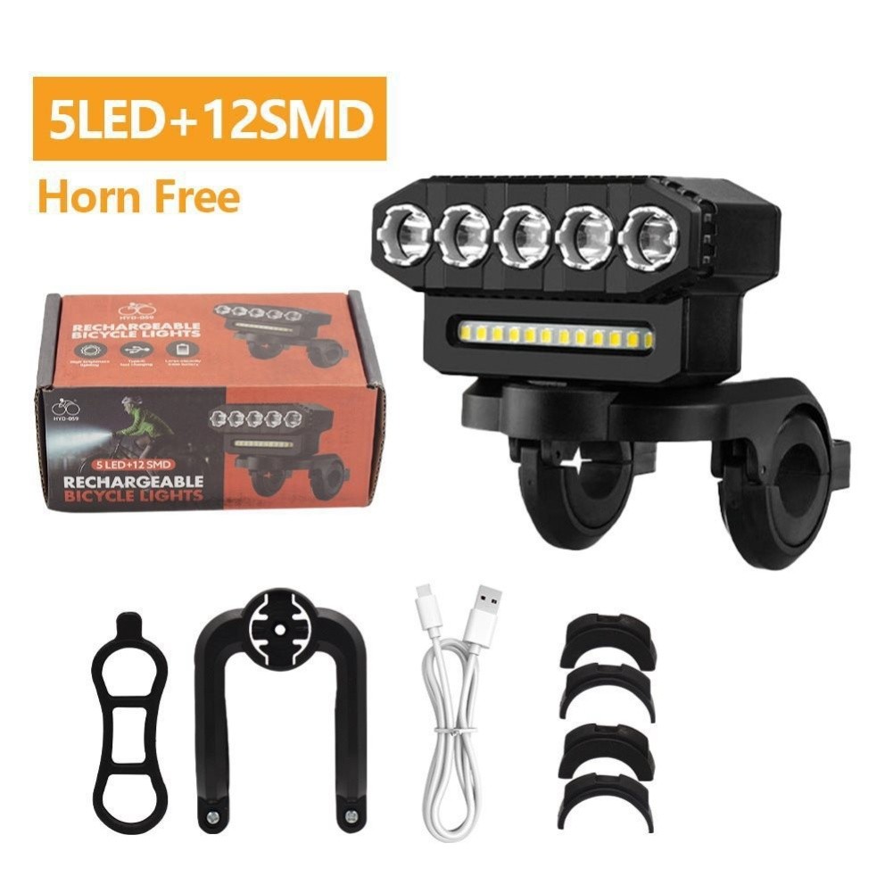 Front LED Bicycle Light with Bell and High Loudness for Safe Night Riding