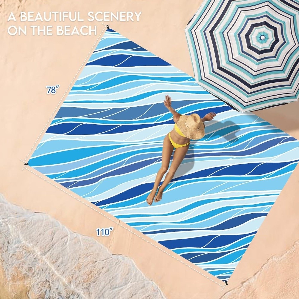 210x200cm große Stranddecke wasserdicht sanddicht tragbar für Reise und Yoga - Bild 14 von 18