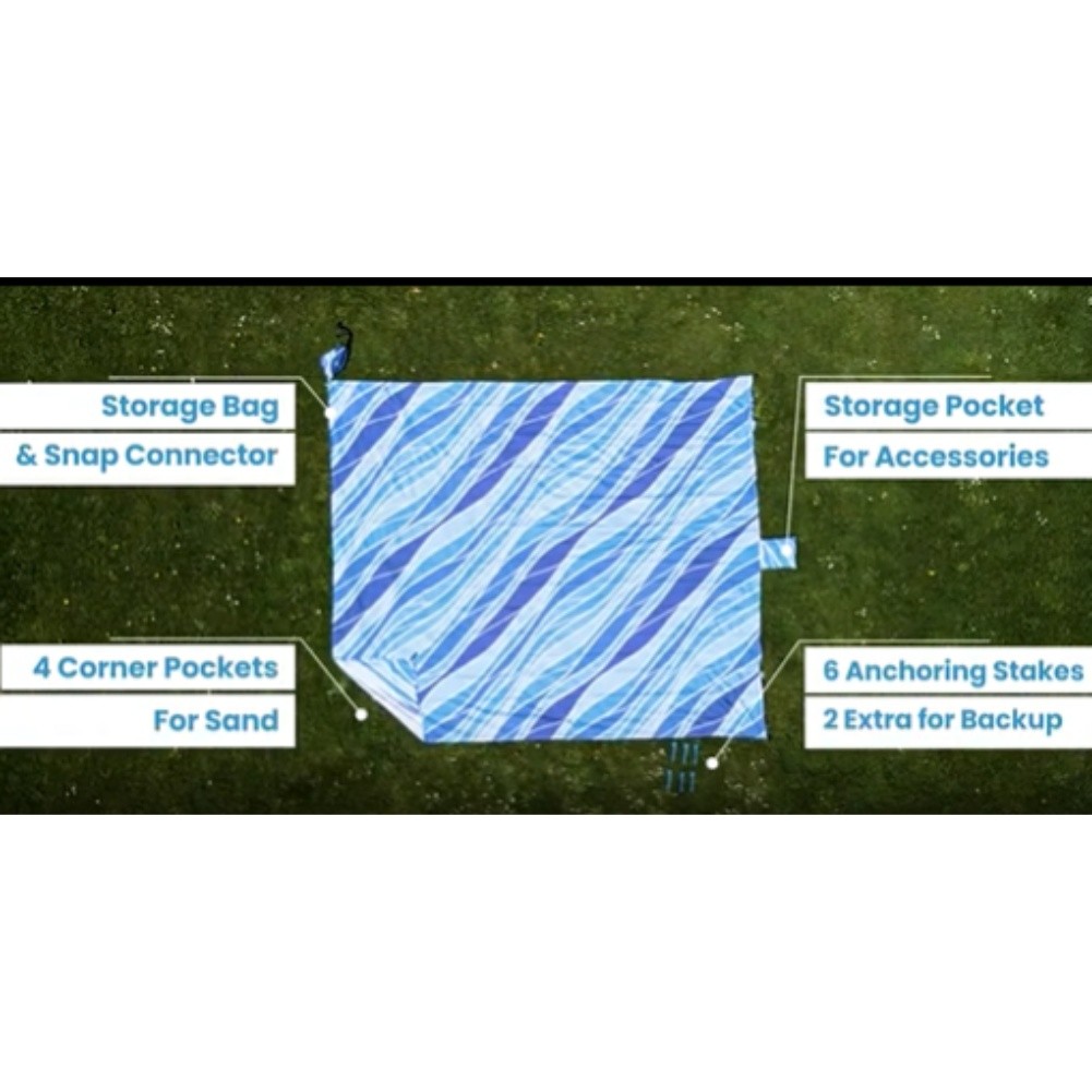 210x200cm große Stranddecke wasserdicht sanddicht tragbar für Reise und Yoga - Bild 15 von 18