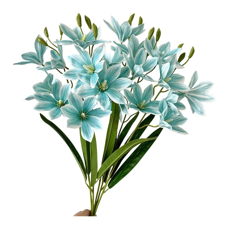 5 Head Blue White Simulation Flower for Wedding and Home Decorative Purposes - Picture 7 of 8