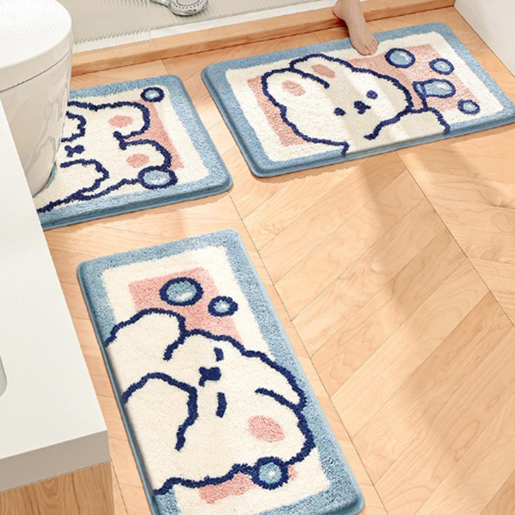 Absorbent Soft Microfiber Toilet Rug Non Slip TPR Backing Machine Washable Mat - Photo 18/23