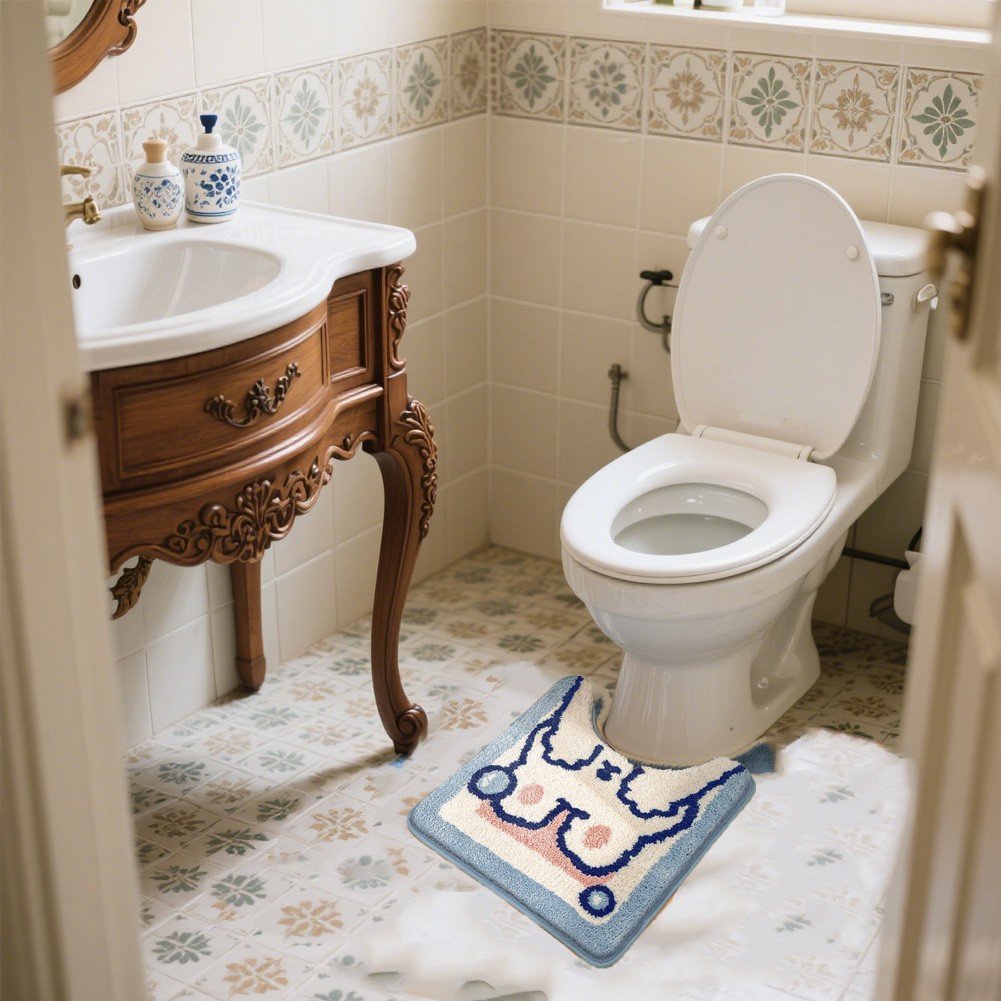Absorbent Soft Microfiber Toilet Rug Non Slip TPR Backing Machine Washable Mat - Photo 14/23