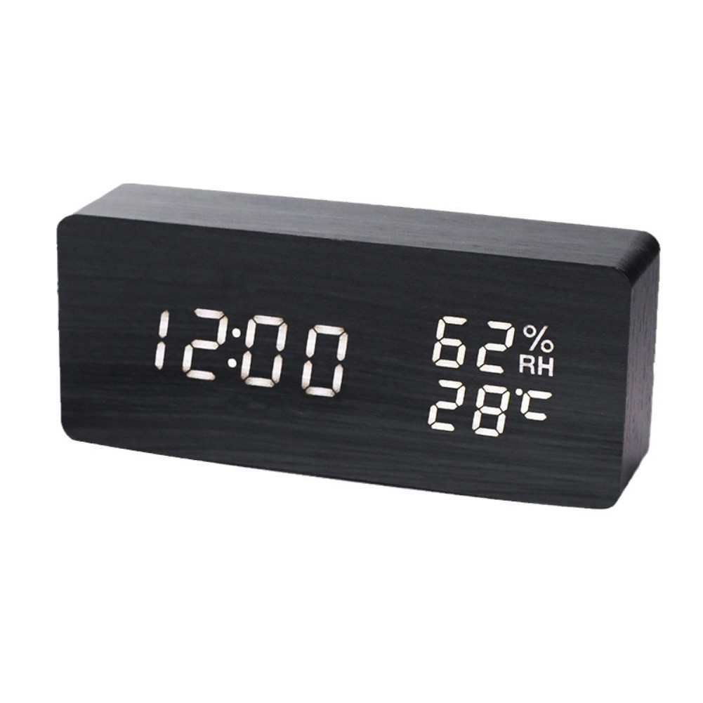 Temperature Humidity Display Smart LED Clock Battery Operated Elegant Design