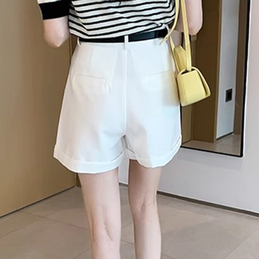 Tuta donna casual alla moda pantaloncino vita alta plissettato stile tinta unita - Foto 28 di 91