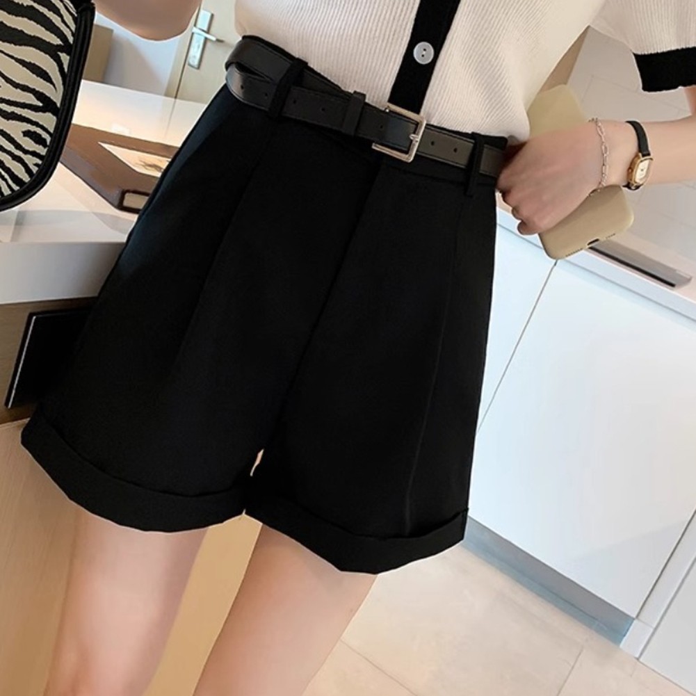 Tuta donna casual alla moda pantaloncino vita alta plissettato stile tinta unita - Foto 24 di 91