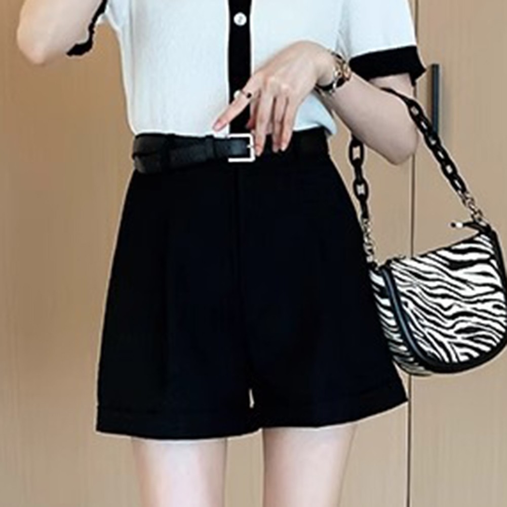 Tuta donna casual alla moda pantaloncino vita alta plissettato stile tinta unita - Foto 22 di 91