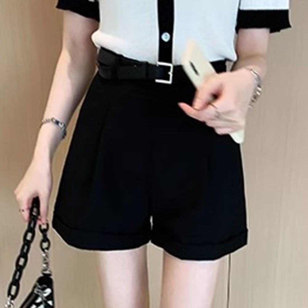 Tuta donna casual alla moda pantaloncino vita alta plissettato stile tinta unita - Foto 21 di 91