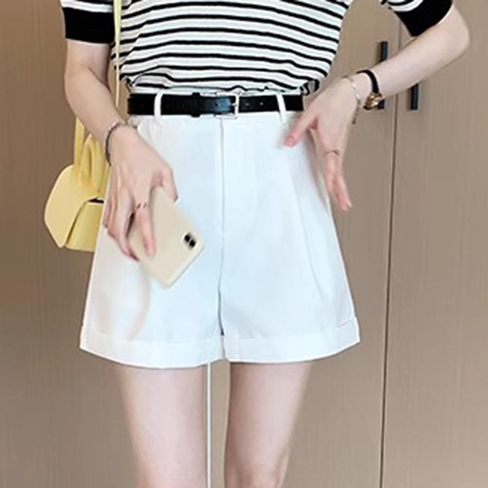 Tuta donna casual alla moda pantaloncino vita alta plissettato stile tinta unita - Foto 26 di 91
