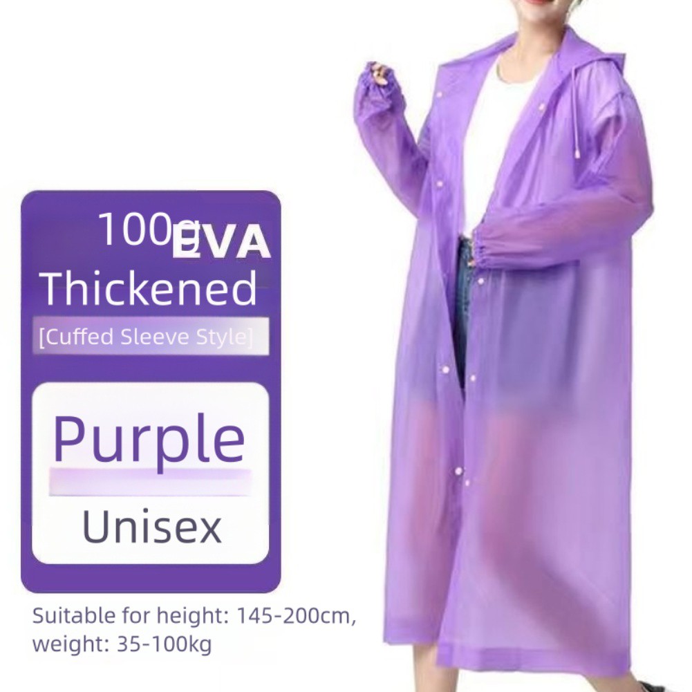 Outdoor Use Rainy Weather EVA Raincoat Hooded Raincoat Adjustable Drawstring - Picture 33 of 35