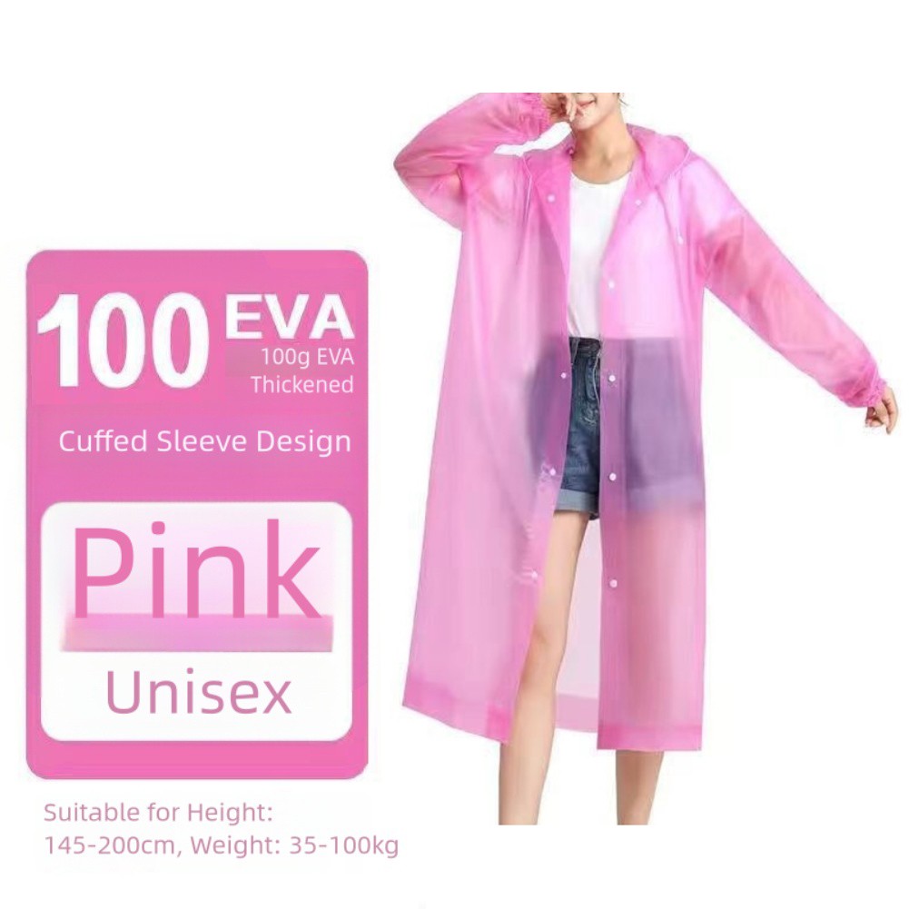 Outdoor Use Rainy Weather EVA Raincoat Hooded Raincoat Adjustable Drawstring - Picture 31 of 35