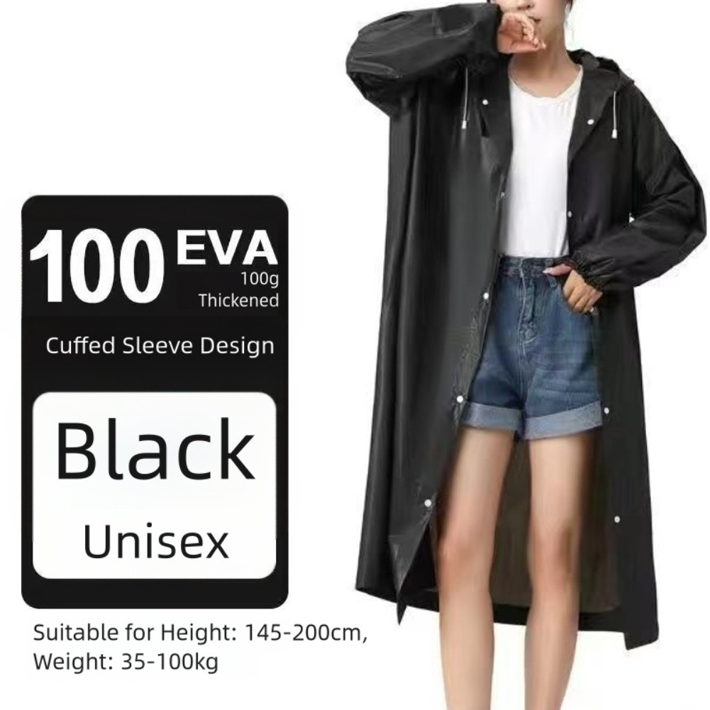 Outdoor Use Rainy Weather EVA Raincoat Hooded Raincoat Adjustable Drawstring - Picture 35 of 35