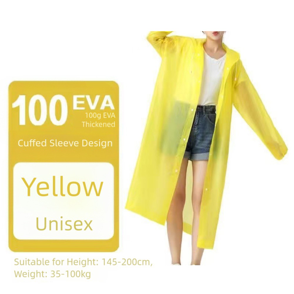 Outdoor Use Rainy Weather EVA Raincoat Hooded Raincoat Adjustable Drawstring - Picture 30 of 35