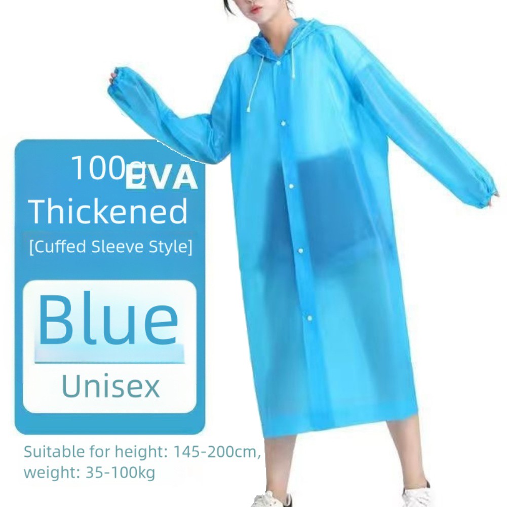 Outdoor Use Rainy Weather EVA Raincoat Hooded Raincoat Adjustable Drawstring - Picture 28 of 35