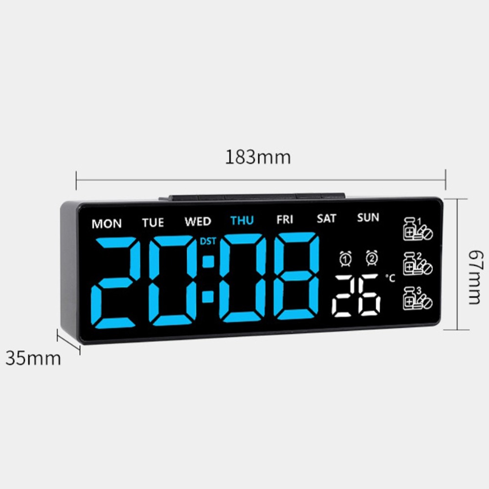 Wall Mounted Digital Clock with LED Display Alarm Week Day and Temperature