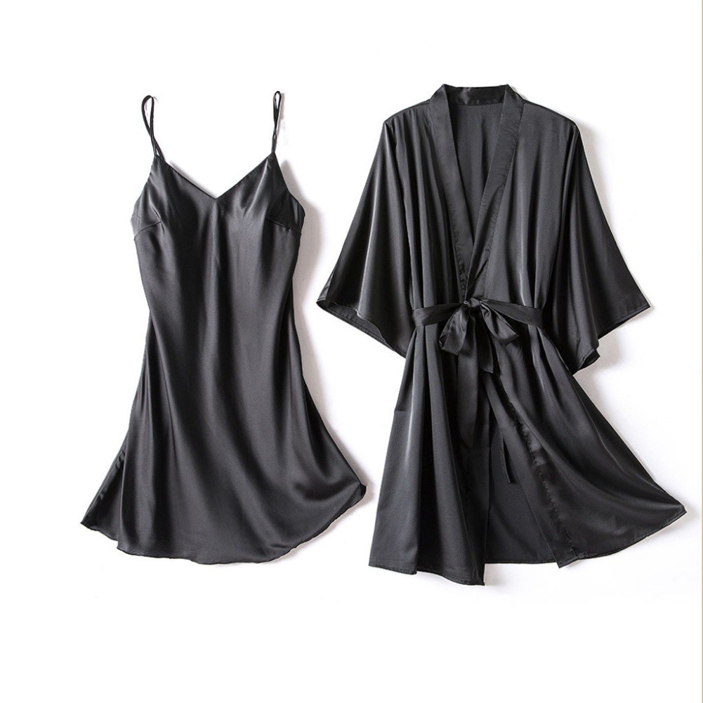 Imitation Silk Nightgown Camisole Skirt Comfortable Sleepwear Four Seasons Wear - Picture 13 of 16