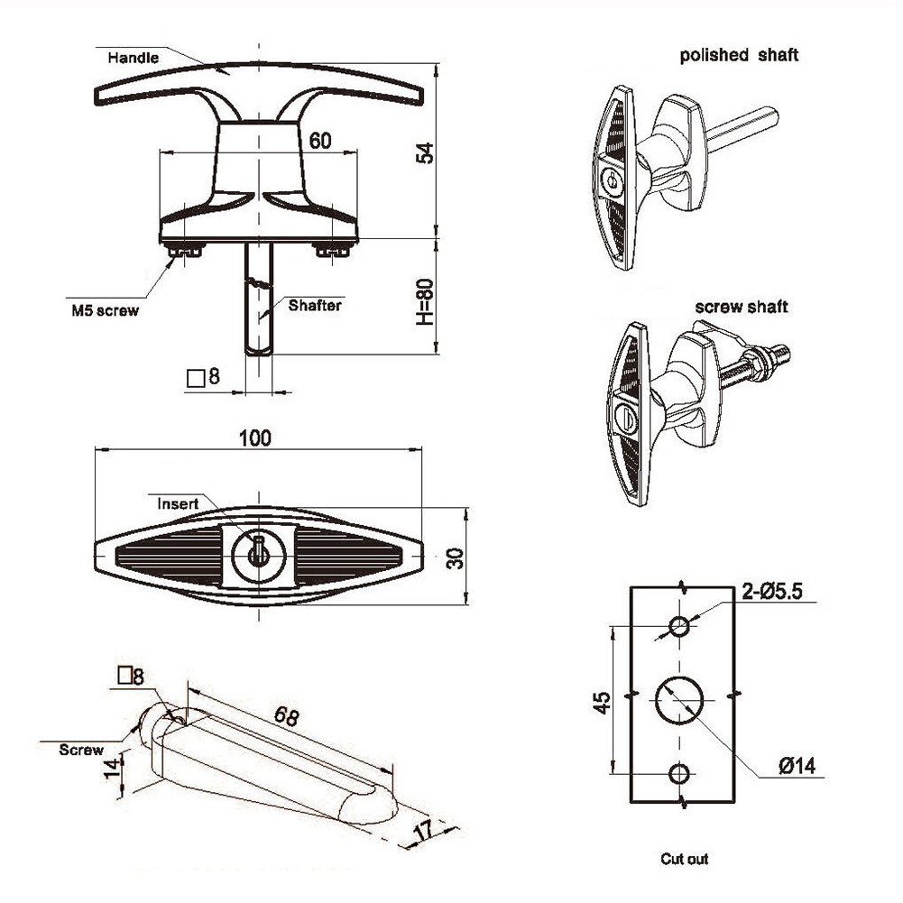 Camper Shell Lock T-Handle Locking Mechanism Camping High Security Lock
