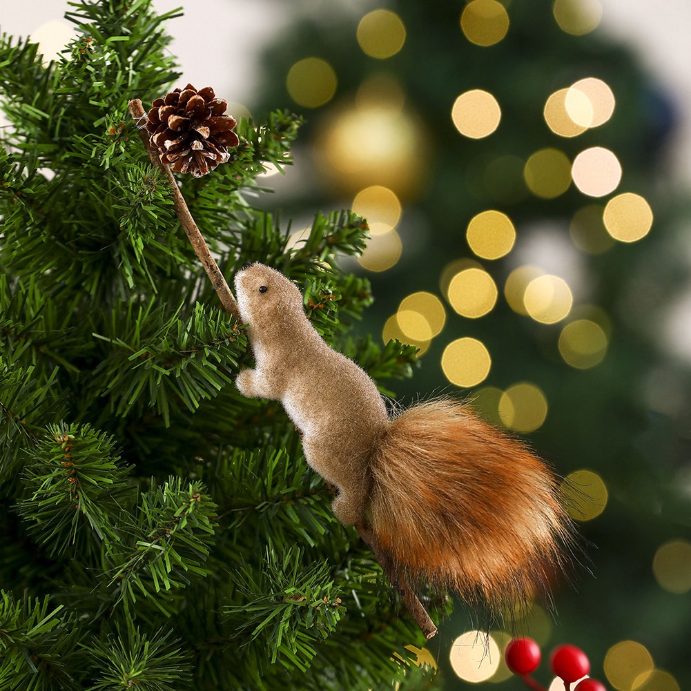 Decorative Squirrel Animal Ornaments for Christmas Tree Holiday Display
