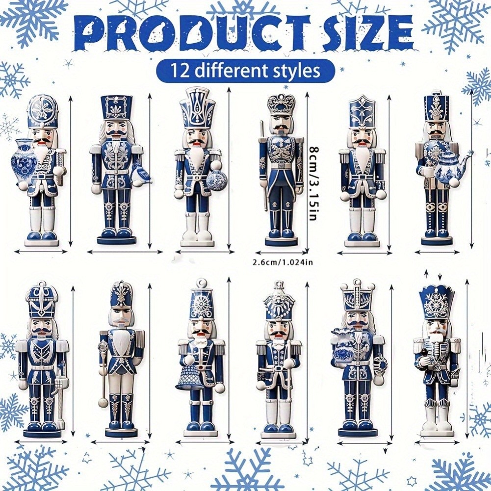 36 Blue Nutcracker Ornaments Wooden Christmas Decorations for Tree and Home - Picture 7 of 10