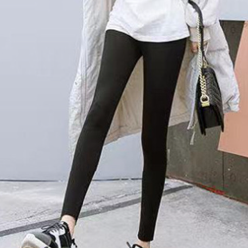 High Waist Women Leggings Casual Solid Color Long Pants Stretch Fabric - Picture 20 of 21