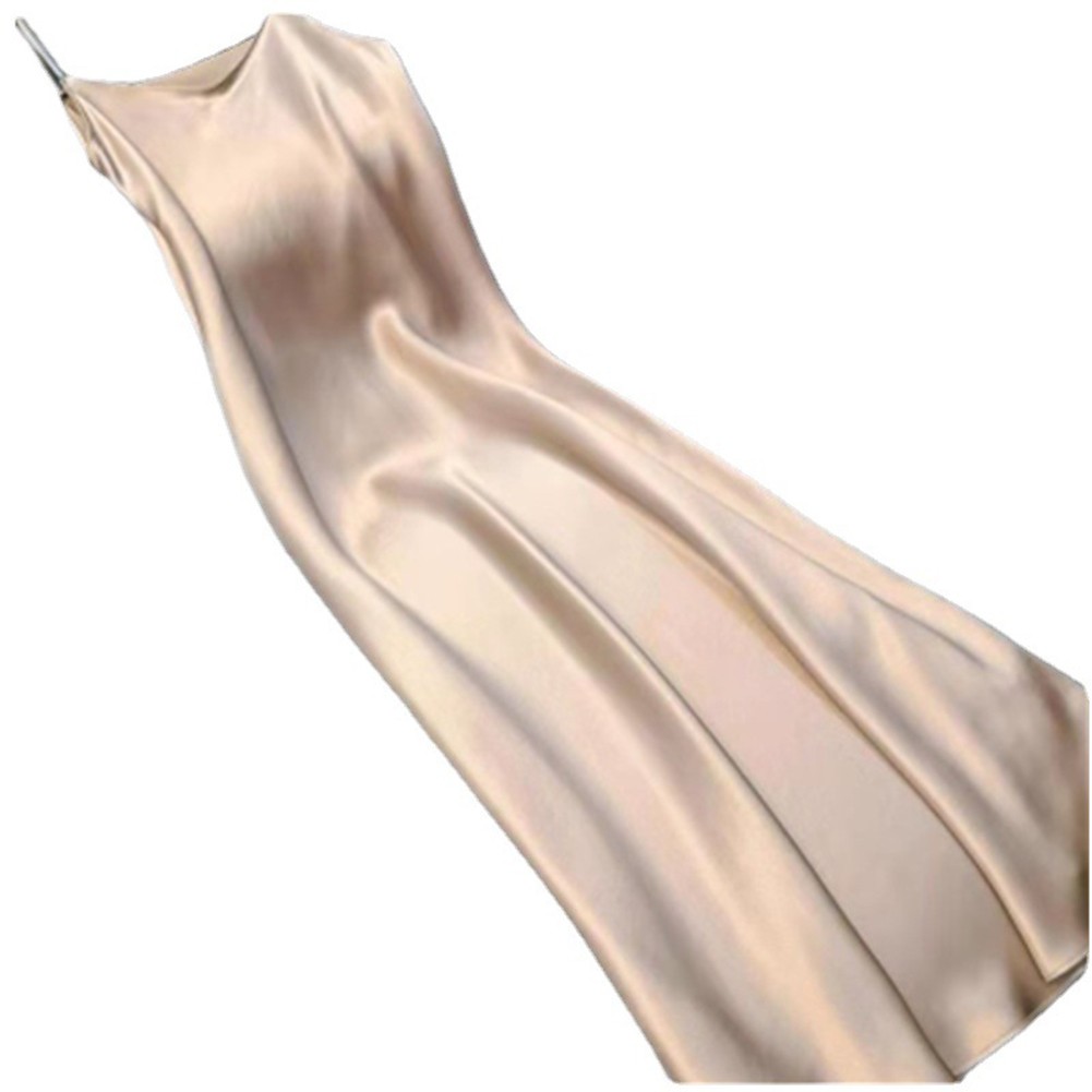 Women Satin Loose Dress Fashionable Regular Length Solid Color for All Seasons - Picture 13 of 13