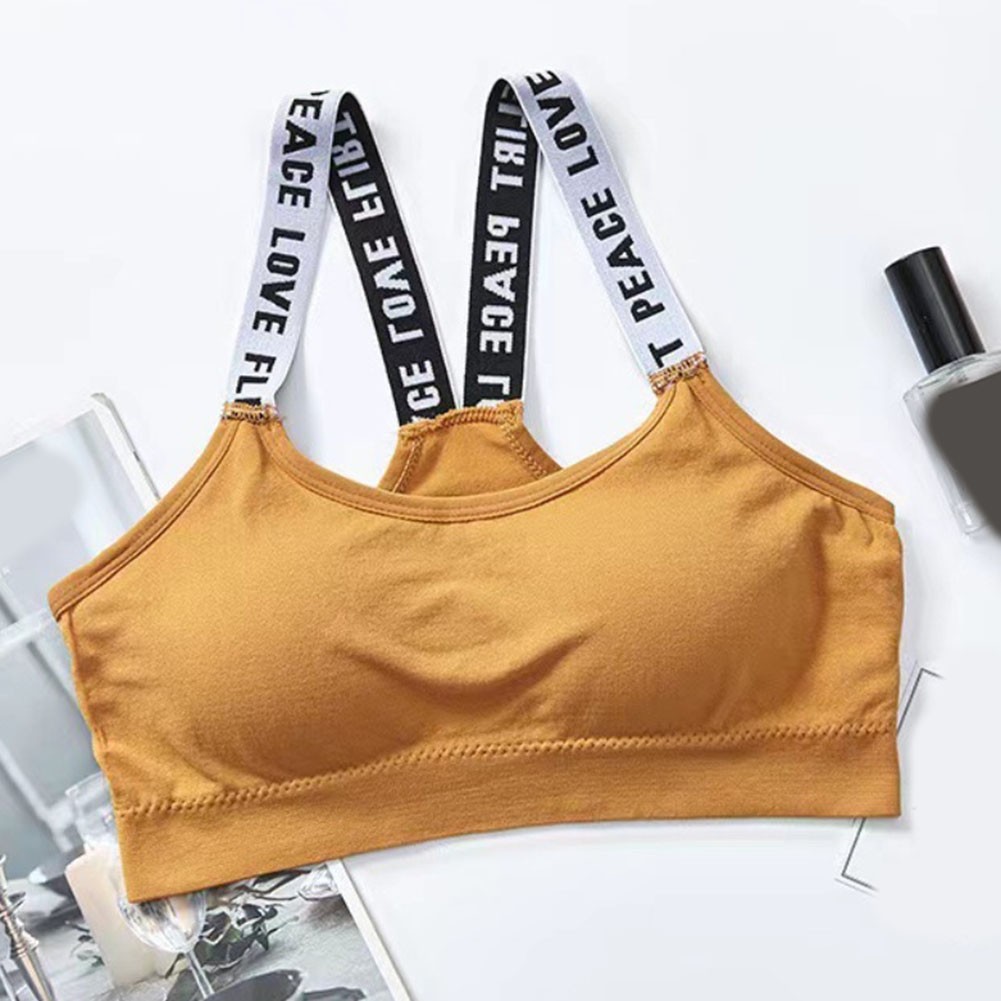 Women Strapless Sports Bra for Yoga with Comfortable Nylon and Letter Print - Picture 18 of 20