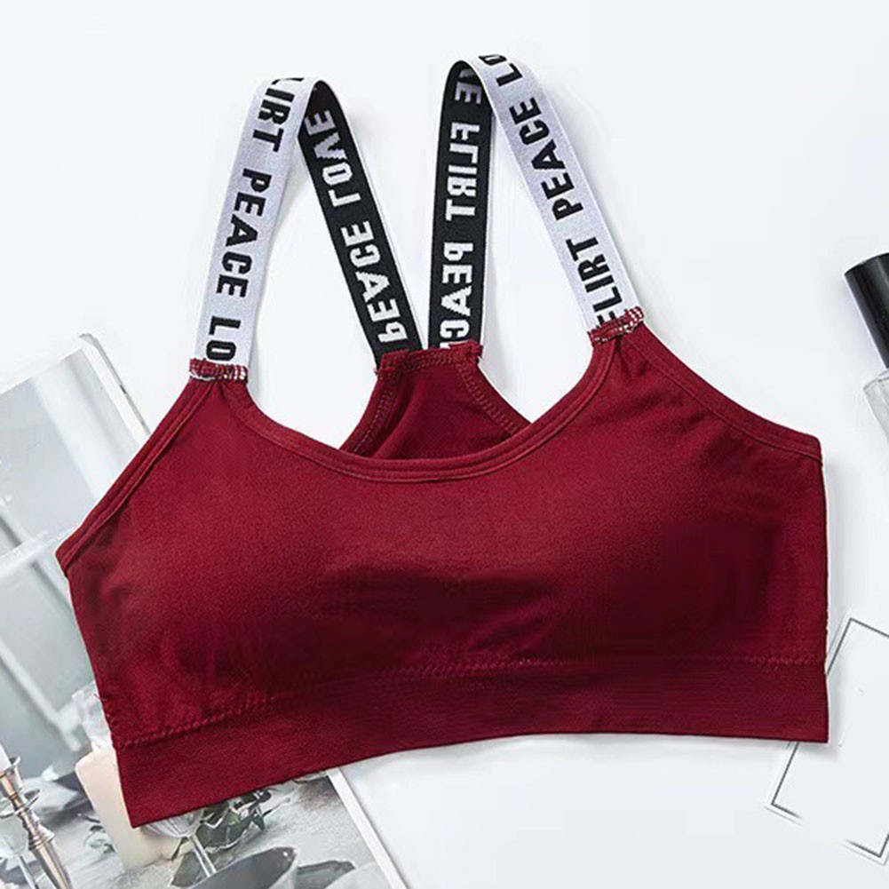 Women Strapless Sports Bra for Yoga with Comfortable Nylon and Letter Print - Picture 17 of 20